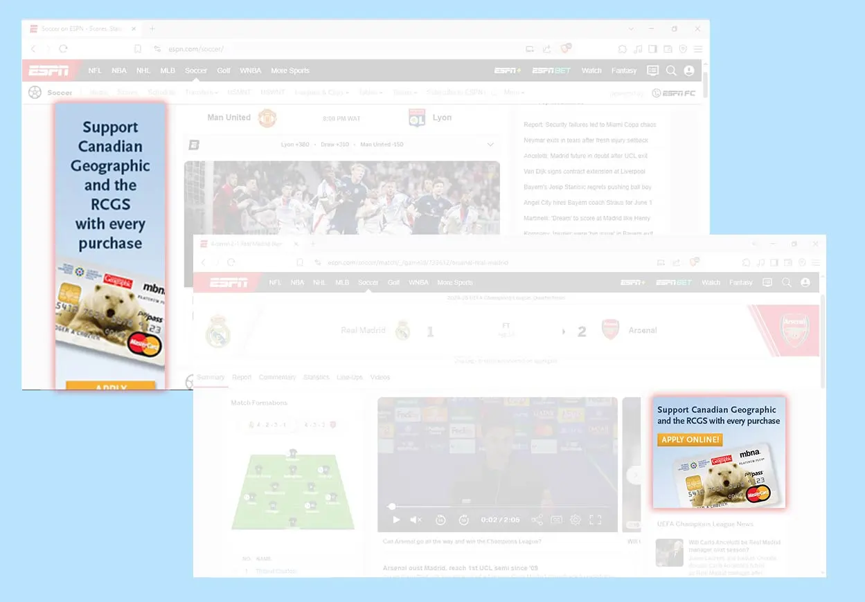 Google Advertising banners for canadian geographic magazine.
