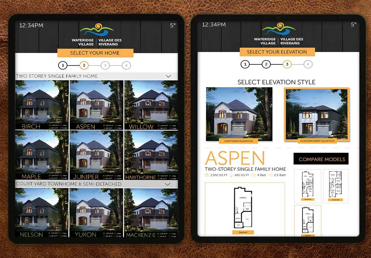 tablet screen showing claridge home picker ui