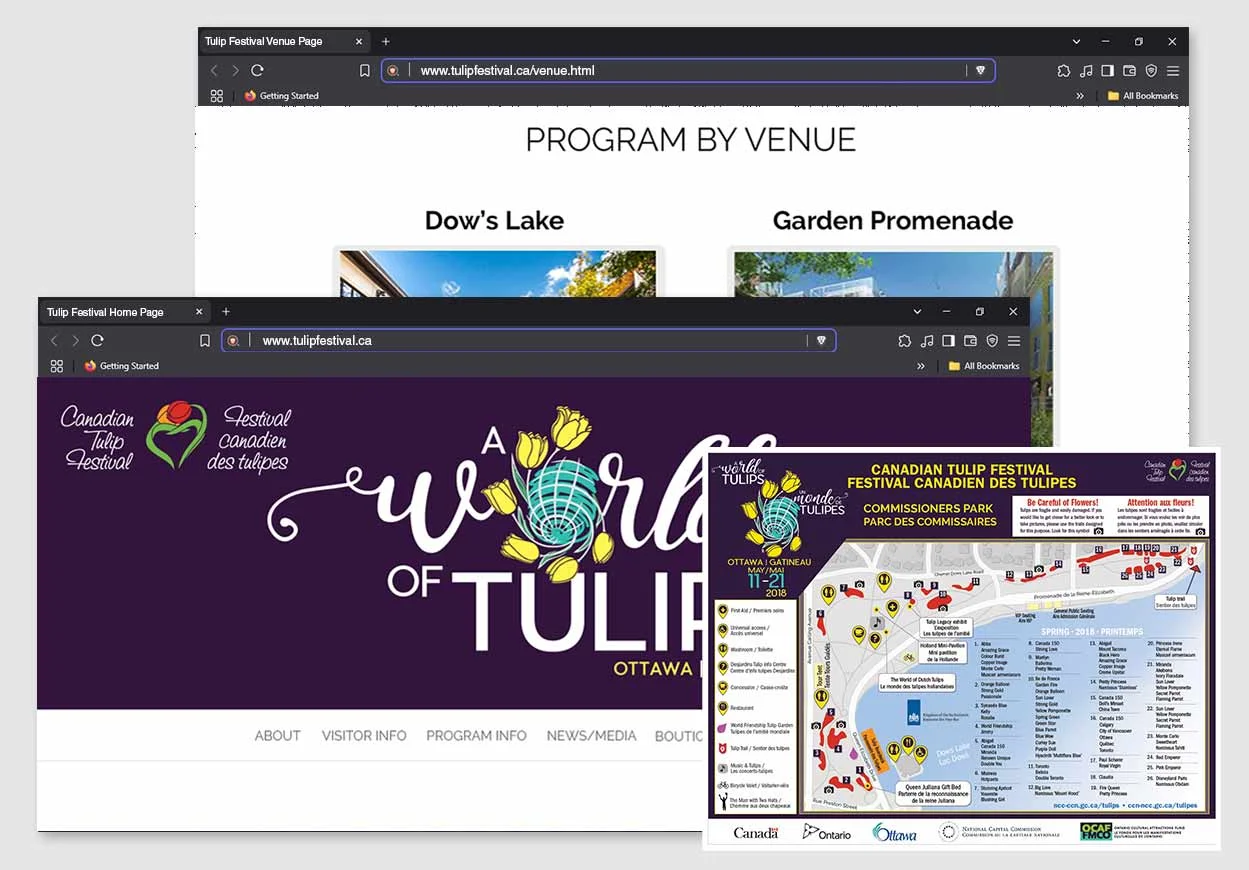 website banner and pereferrals for the Tulip Festival